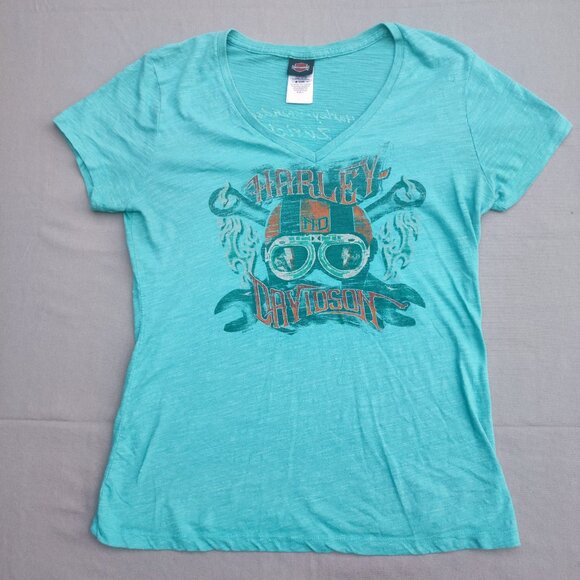 Harley-Davidson T-shirt Zurich Switzerland women's  EU L / US M turquoise colour - Picture 1 of 10